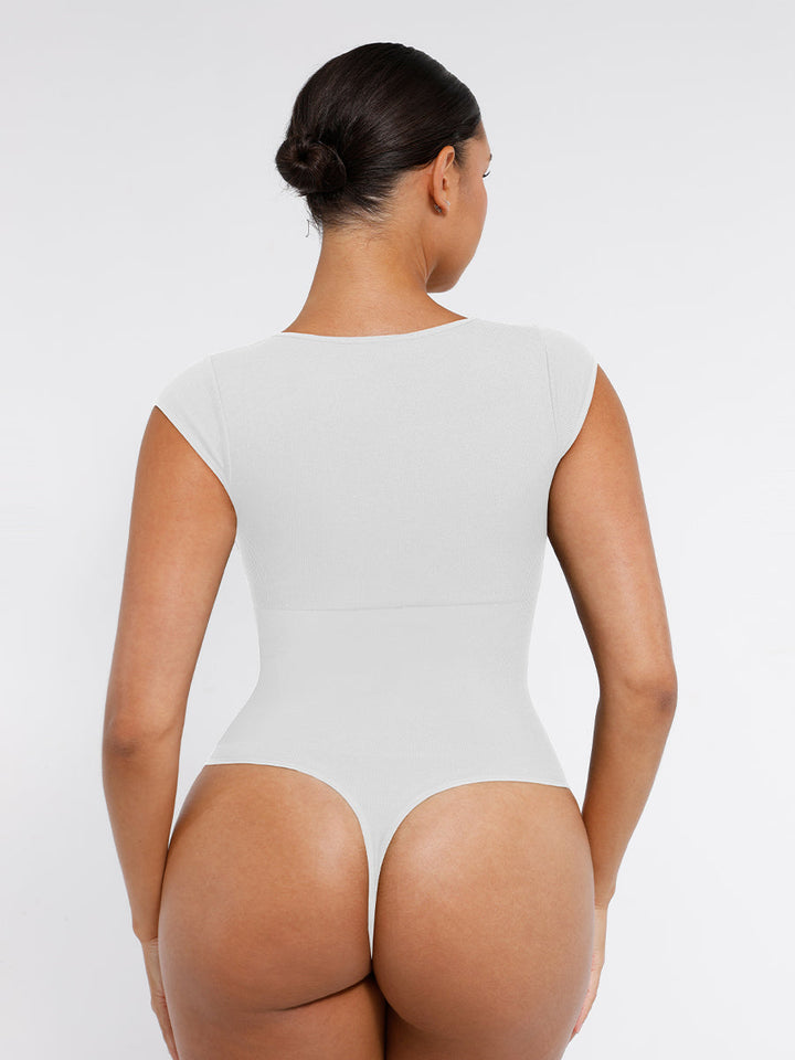Body sans couture sculptant le ventre avec décolleté en V profond