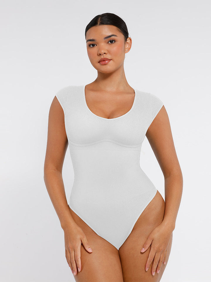 Body sans couture sculptant le ventre avec décolleté en V profond