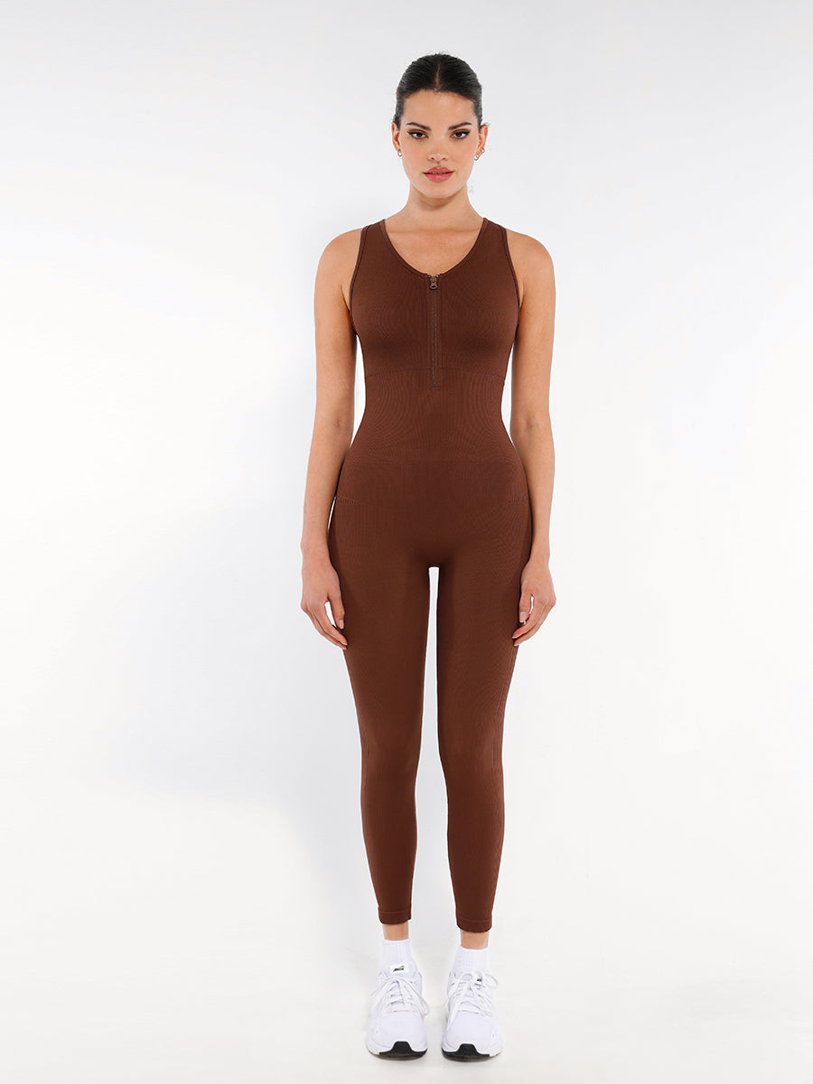 Body sculptant sans couture avec fermeture éclair