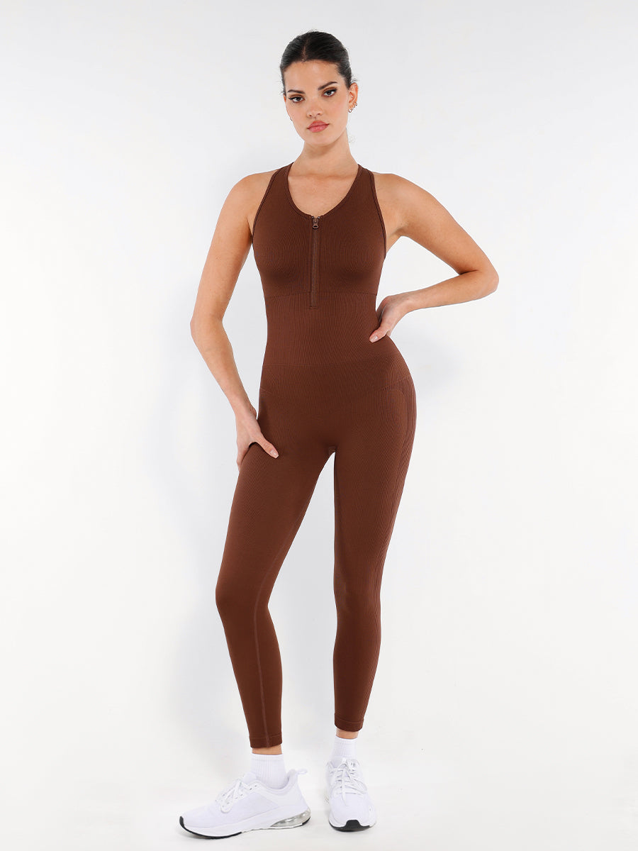 Body sculptant sans couture avec fermeture éclair