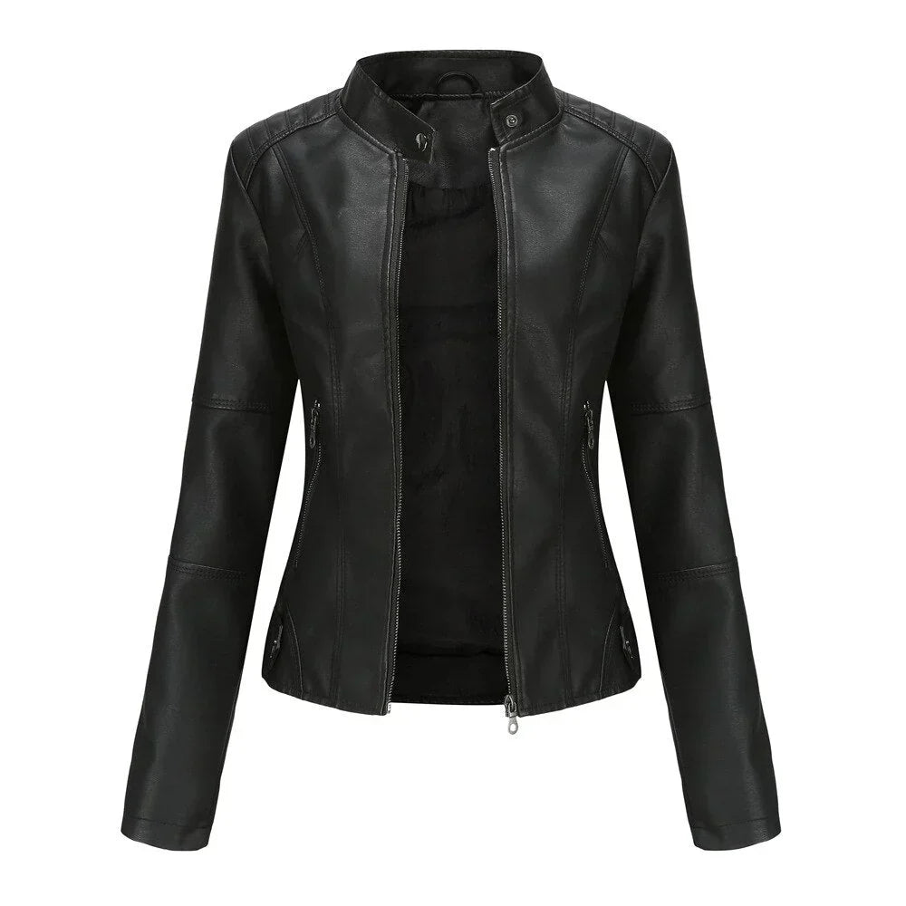 Meli - veste en cuir pour femmes avec col Mao