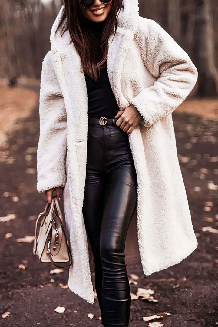 Manteau long pour femmes en teddy