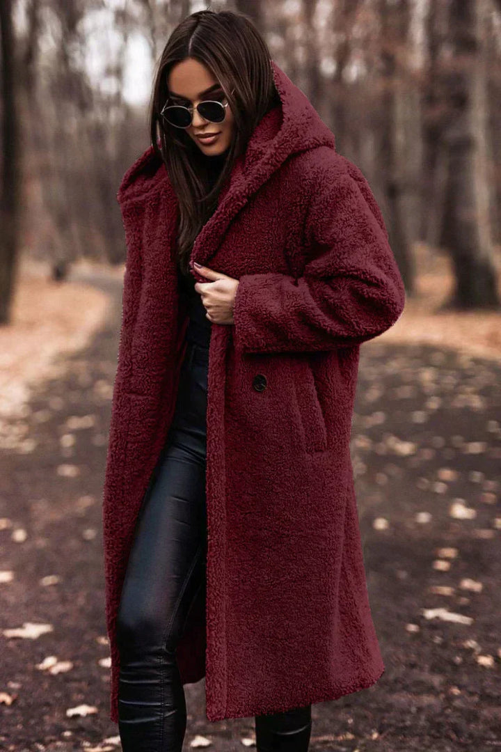 Manteau long pour femmes en teddy