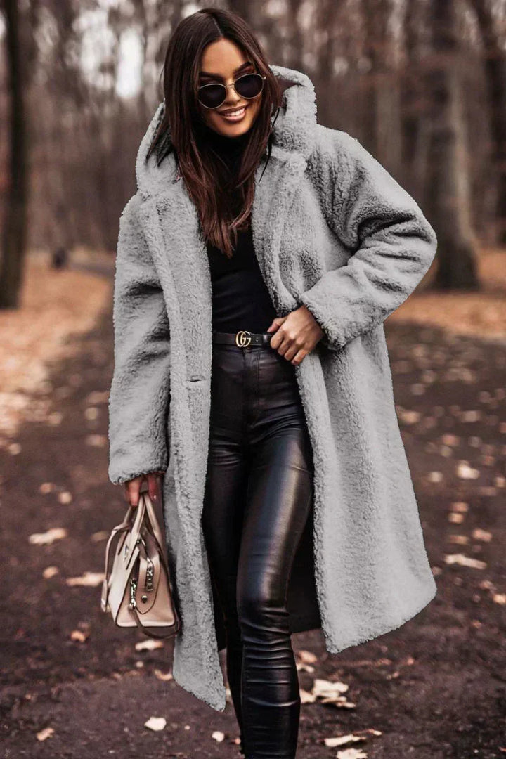 Manteau long pour femmes en teddy