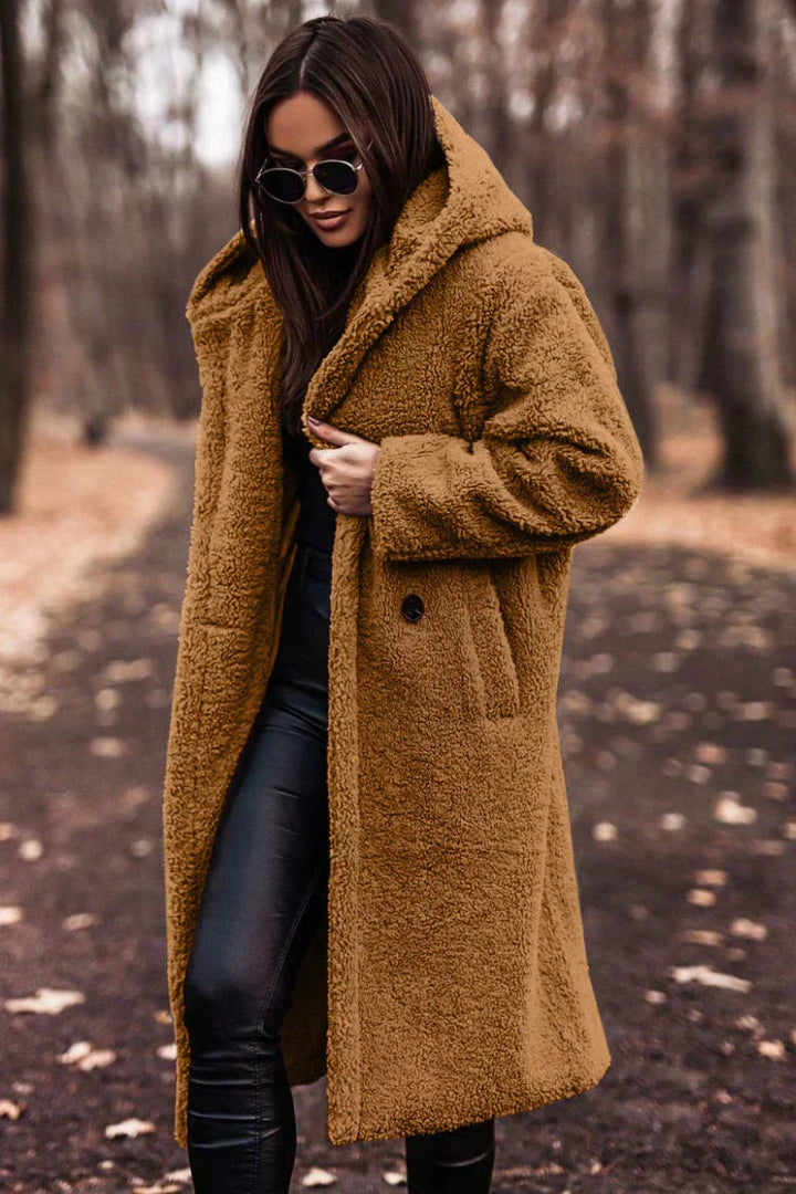 Manteau long pour femmes en teddy
