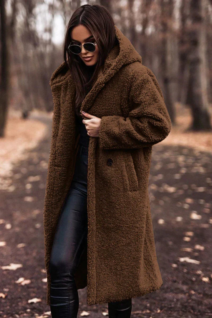 Manteau long pour femmes en teddy