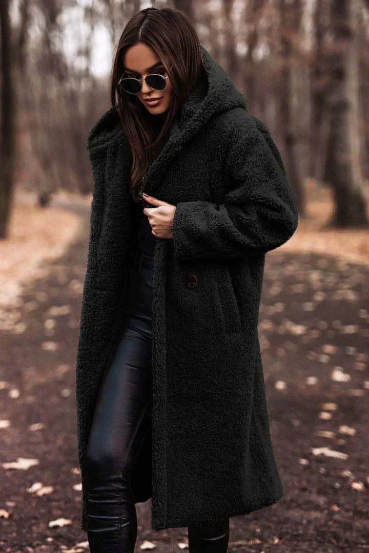 Manteau long pour femmes en teddy