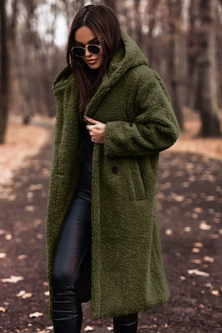 Manteau long pour femmes en teddy