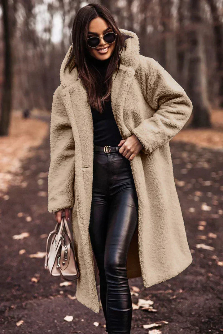 Manteau long pour femmes en teddy
