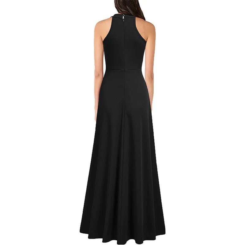 Robe de soirée noire avec fente - isabella
