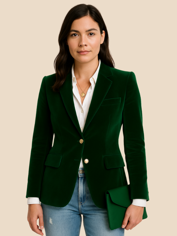 Veste en Velours à Boutons pour Femmes