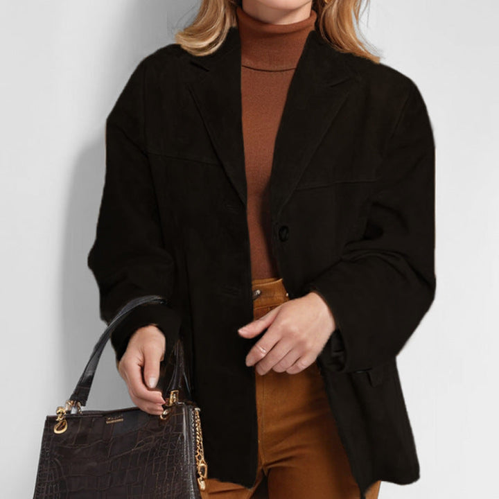 Blazer oversized élégant pour femmes en simili daim