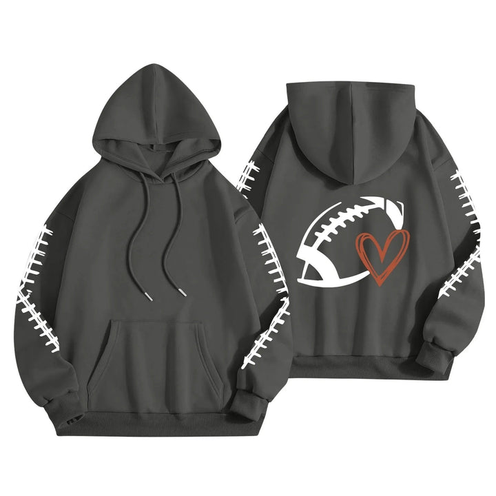 Sweat à capuche pour femmes avec motif football créatif et coupe décontractée