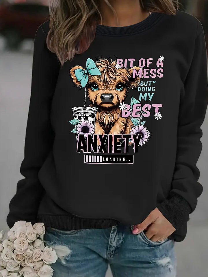 Sweatshirt pour femmes avec un design de chien créatif et une inscription inspirante