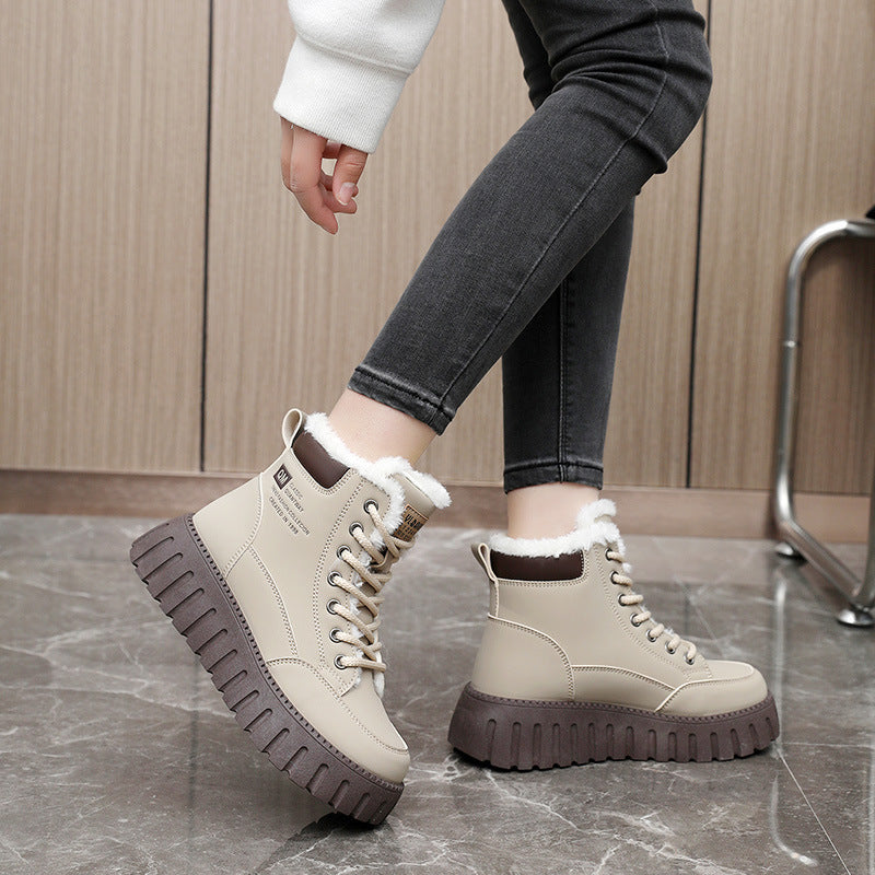 Bottes d'hiver pour femmes avec doublure en polaire confortable et semelle antidérapante
