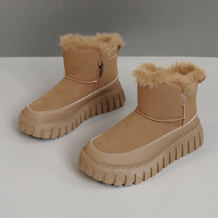 Bottes d'hiver pour femmes avec fourrure synthétique luxueuse et semelle antidérapante