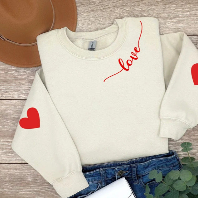 Sweat-shirt pour femmes avec design de cœurs et coupe décontractée