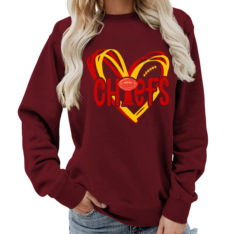Sweatshirt pour femmes avec motif en cœur et graphiques sportifs créatifs