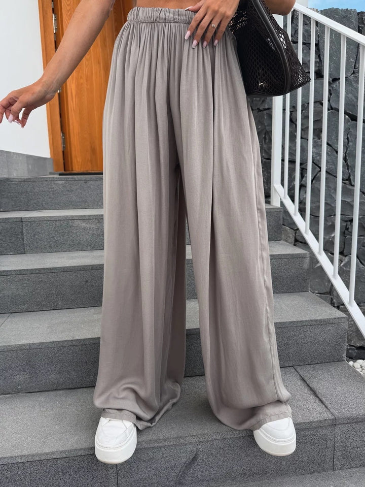 Pantalon Palazzo aérien pour femmes avec taille élastique et coupe ample