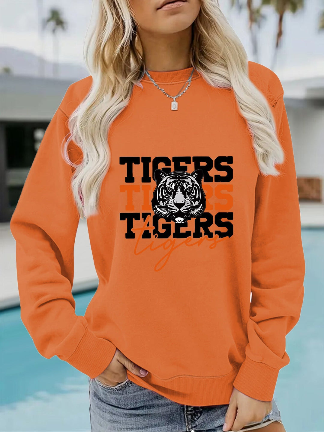 Sweatshirt pour femmes avec design animaliste de tigre et coupe décontractée