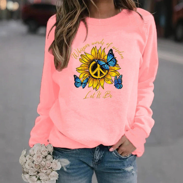 Sweatshirt pour femmes avec design artistique de tournesols et de papillons
