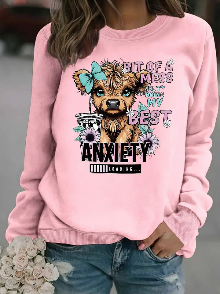 Sweatshirt pour femmes avec un design de chien créatif et une inscription inspirante