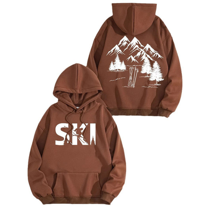 Sweat à capuche pour femmes avec un design artistique de ski et une coupe confortable