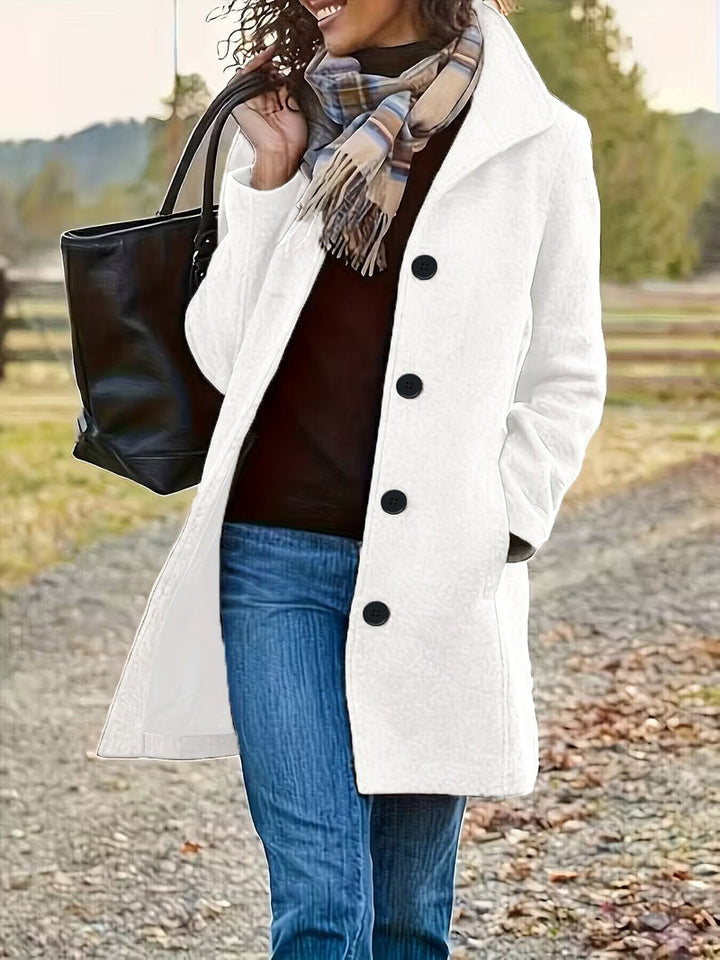 Manteau en laine élégant pour femmes avec col moderne et poches pratiques