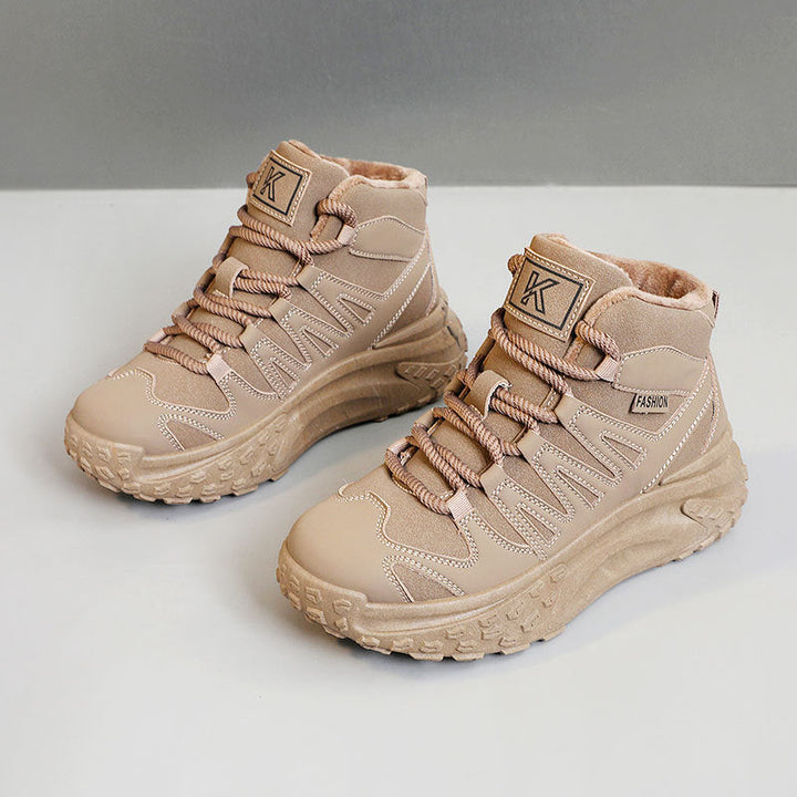 Baskets d'hiver tendance pour femmes avec doublure en polaire isolante et semelle antidérapante