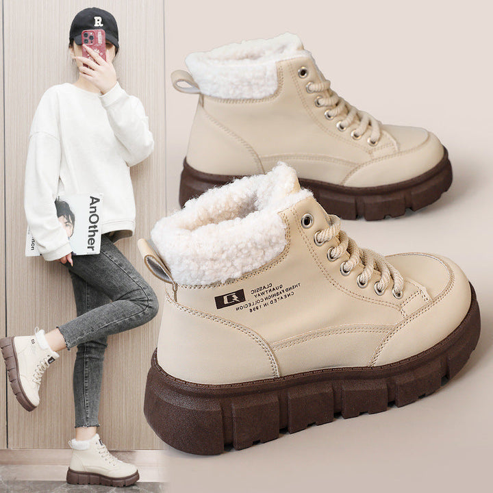 Bottes d'hiver montantes pour femmes avec doublure en fausse fourrure isolante et semelle antidérapante