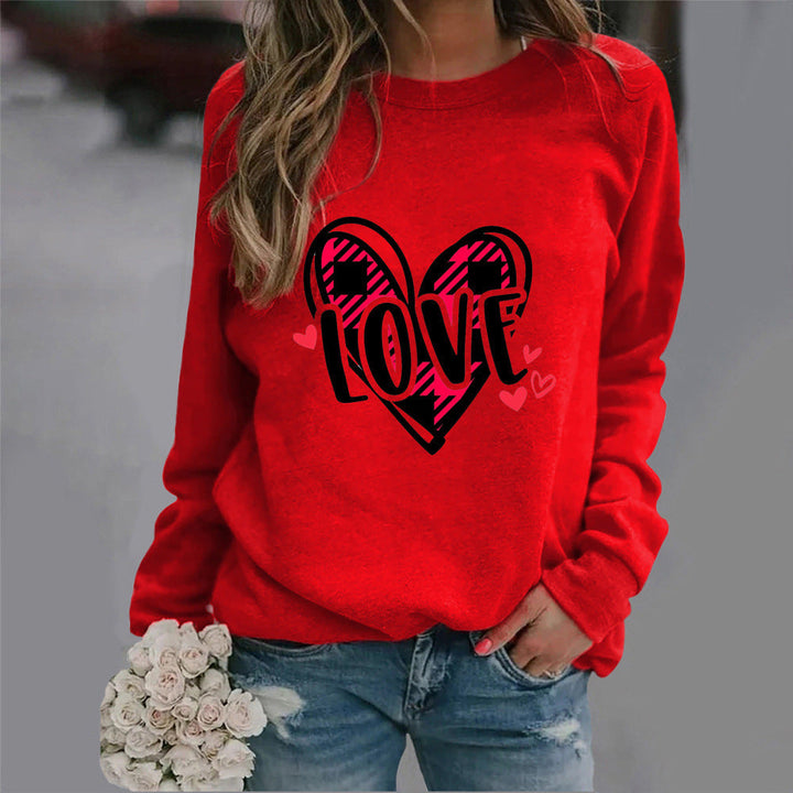 Sweatshirt femme avec design de cœur créatif et coupe décontractée