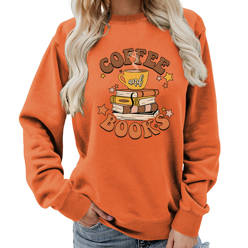Sweatshirt pour femmes avec design créatif de livre de café