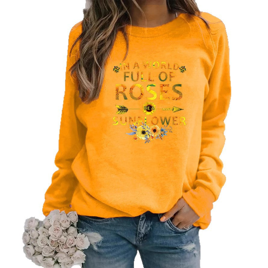 Sweat-shirt pour femmes avec motif inspirant et décoration florale