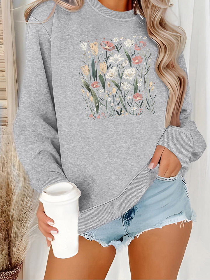 Sweatshirt pour femmes avec motif floral et coupe décontractée