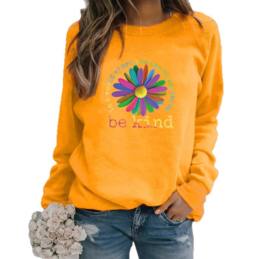 Sweatshirt pour femmes avec un design floral coloré et motivant et un intérieur doux