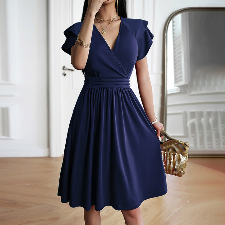 Eleganza™ – Robe midi pour femmes avec décolleté en V pour des occasions élégantes