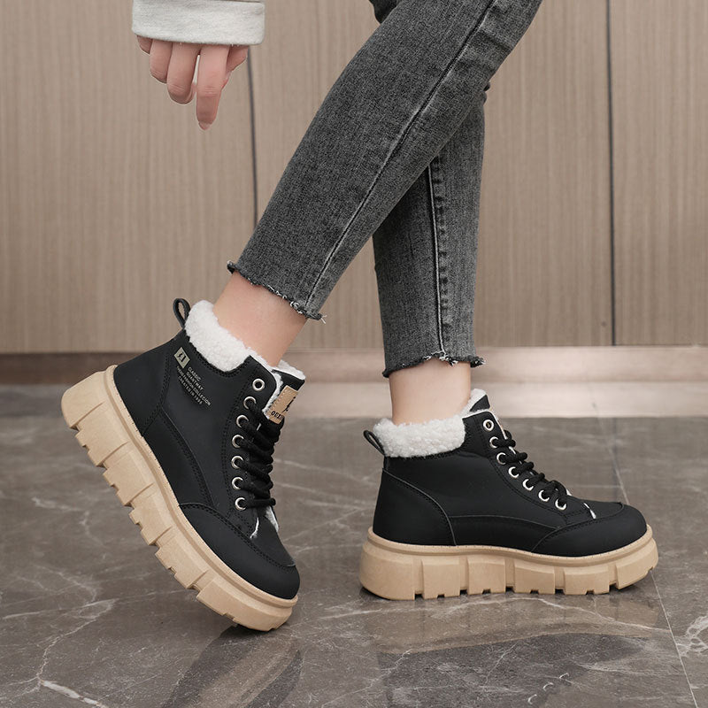 Bottes d'hiver montantes pour femmes avec doublure en fausse fourrure isolante et semelle antidérapante