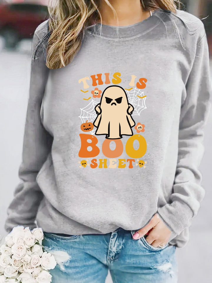 Sweatshirt pour femmes avec impression de fantôme automnal et coupe décontractée