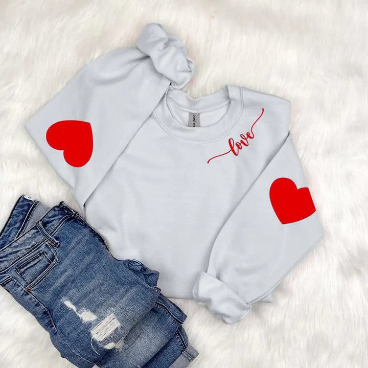 Sweat-shirt pour femmes avec design de cœurs et coupe décontractée