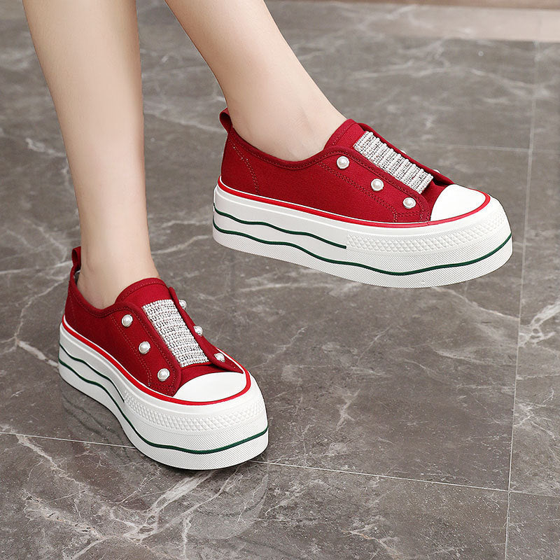 Baskets Slip-On tendance pour femmes avec appliques scintillantes