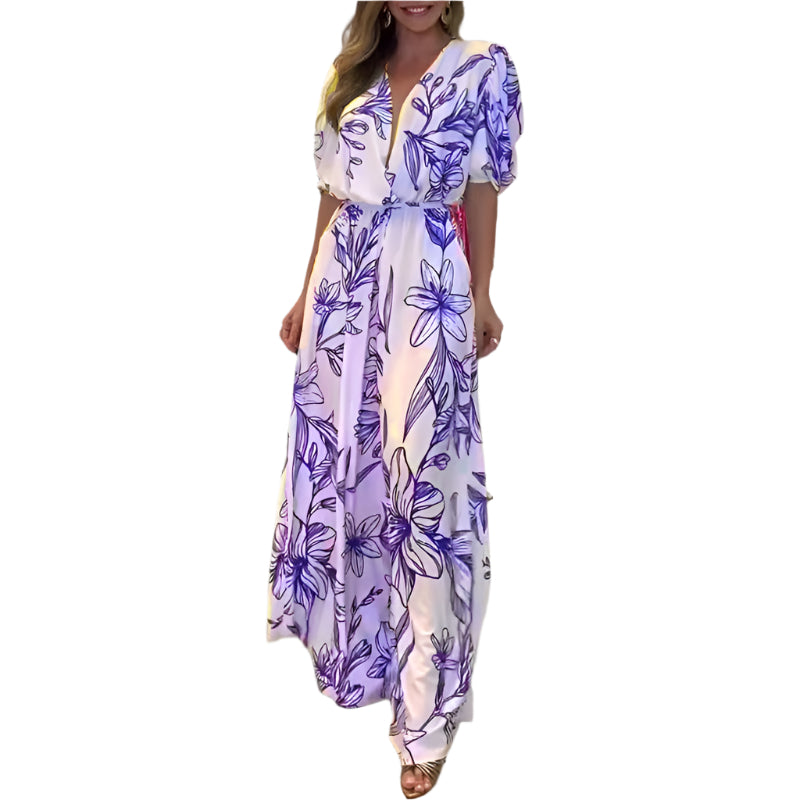 Kate - Combinaison à fleurs avec jambes larges