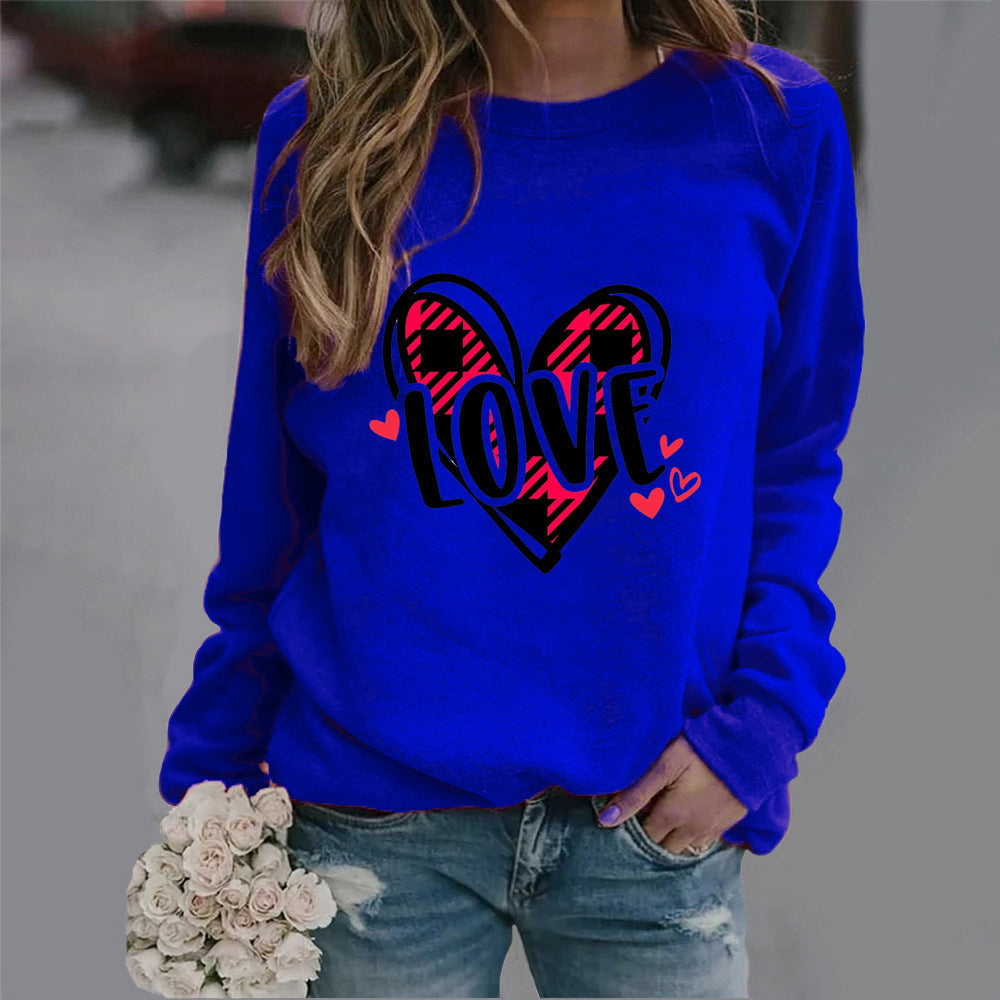 Sweatshirt femme avec design de cœur créatif et coupe décontractée