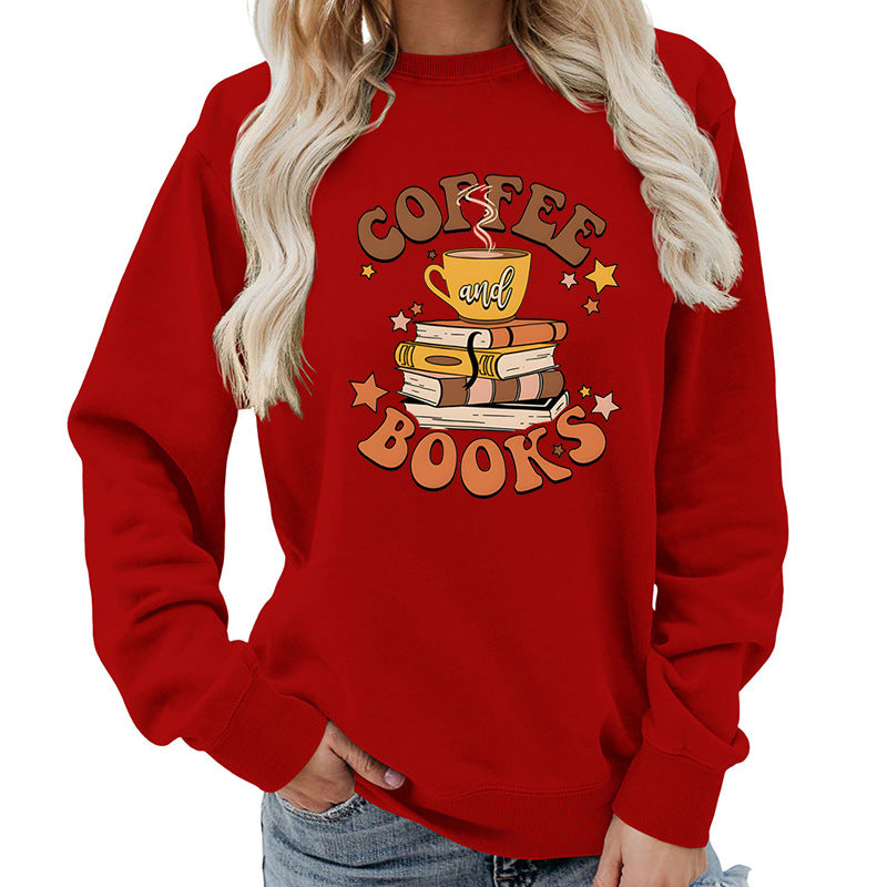 Sweatshirt pour femmes avec design créatif de livre de café