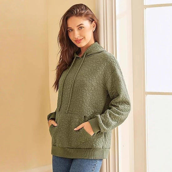 Sweat à capuche pour femmes avec motifs floraux et coupe généreuse