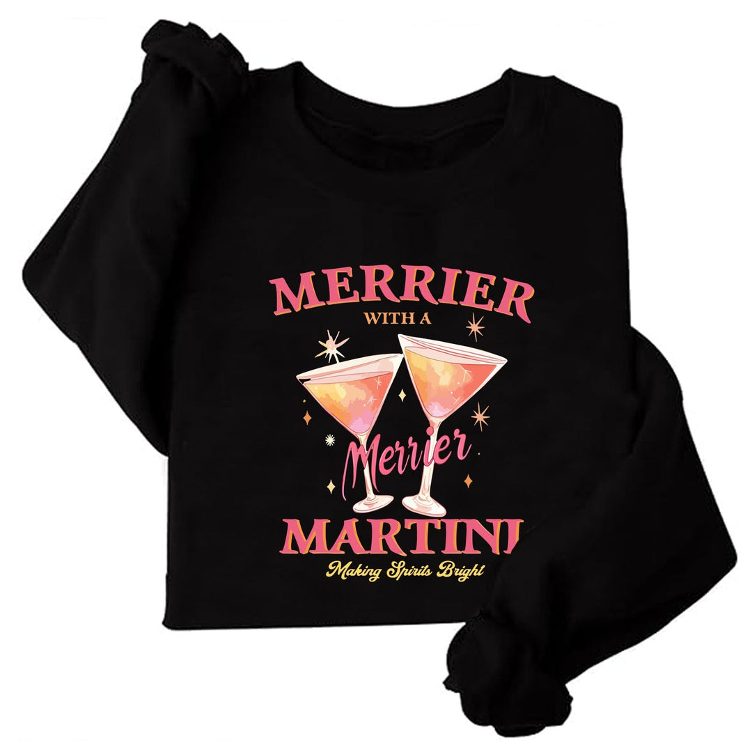 Sweatshirt pour femmes avec motif cocktail créatif et coupe décontractée