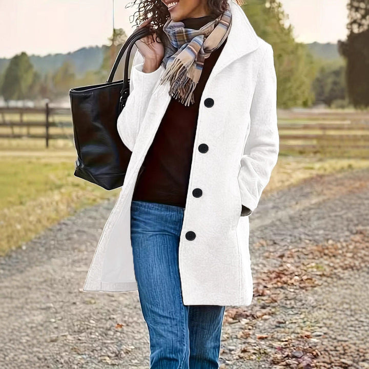 Manteau en laine élégant pour femmes avec col moderne et poches pratiques