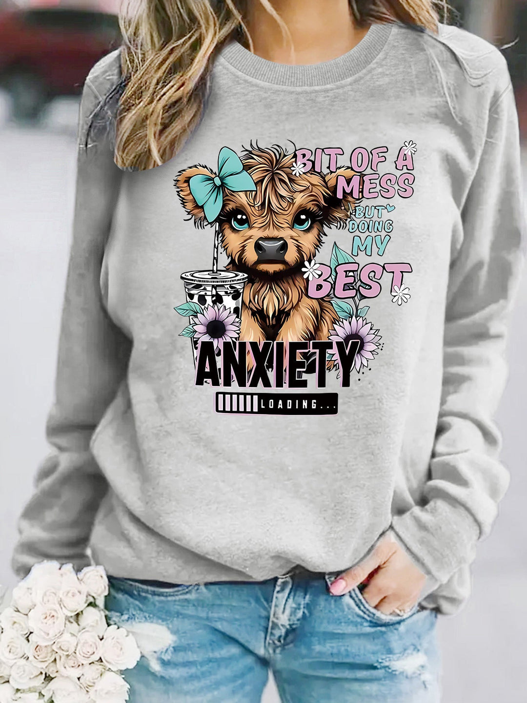 Sweatshirt pour femmes avec un design de chien créatif et une inscription inspirante