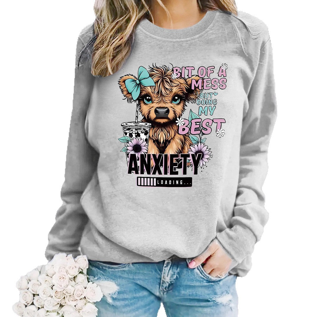 Sweatshirt pour femmes avec un design de chien créatif et une inscription inspirante
