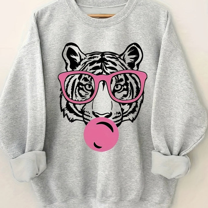 Sweat-shirt pour femmes avec un design créatif de tigre et une coupe décontractée