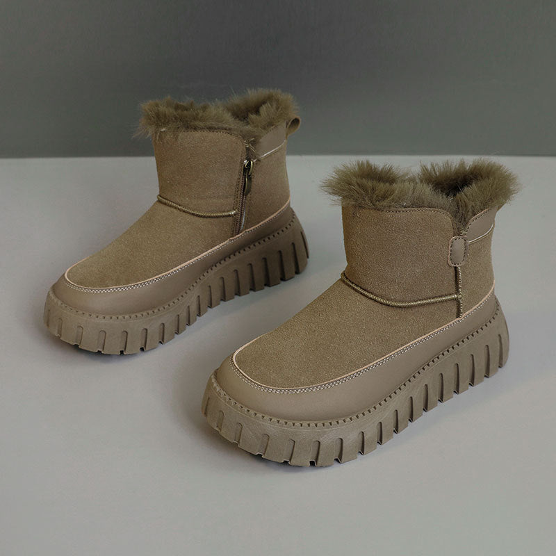 Bottes d'hiver pour femmes avec fourrure synthétique luxueuse et semelle antidérapante